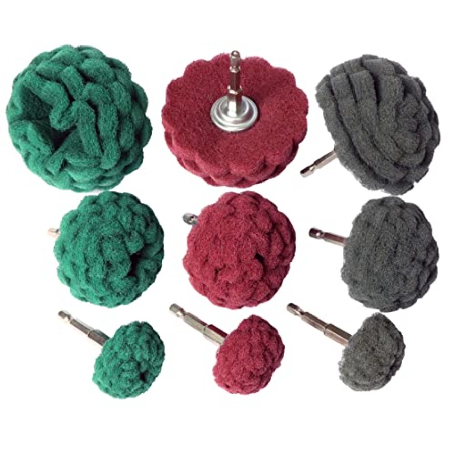 Grinder Polishing Pad Kit - ชุดแผ่นขัด 9 ชิ้น สำหรับขัดเงาและขัดผิว ใช้กับสว่าน, ชุดขัดแบบไม่ทอสำหรับสว่าน,