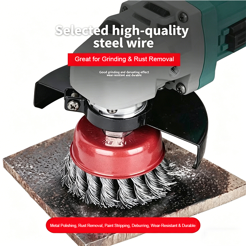 Angle Grinder Wire Brush Wheel - แปรงลวดเหล็ก 3 สาย สำหรับเครื่องเจียร ใช้งานหนัก สำหรับขจัดสนิม