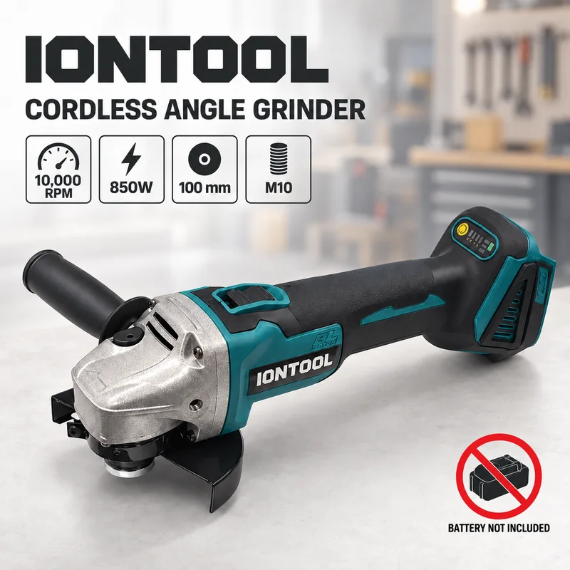 Brushless Grinder 100Mm 850W - เครื่องเจียรไร้สายแบบพกพา IONTOOL สำหรับงานเจียรก๊อกน้ำในห้องน้ำ งานตกแต่งขอบกรอบประตูห้องอาบน้ำ และงานขัดมุมกระเบื้อง