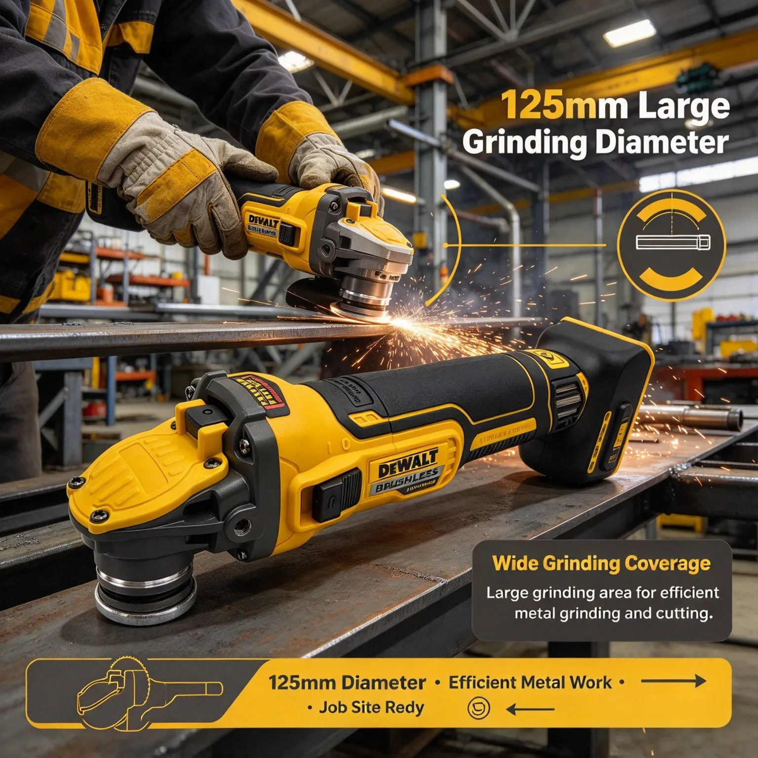 Cordless Angle Grinder 125Mm Brushless - DEWALT DCG409 เครื่องเจียรไร้สายแบบมอเตอร์ไร้แปรงถ่าน 20V ขนาด 125
