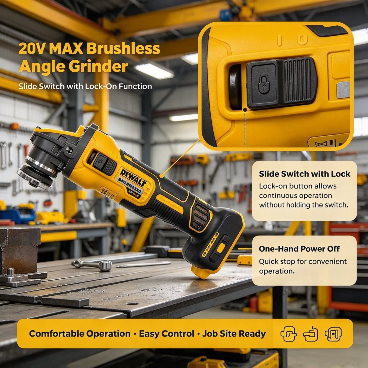 Cordless Angle Grinder 125Mm Brushless - เครื่องเจียรไฟฟ้า DEWALT รุ่น DCG409 20V แบบไร้สาย