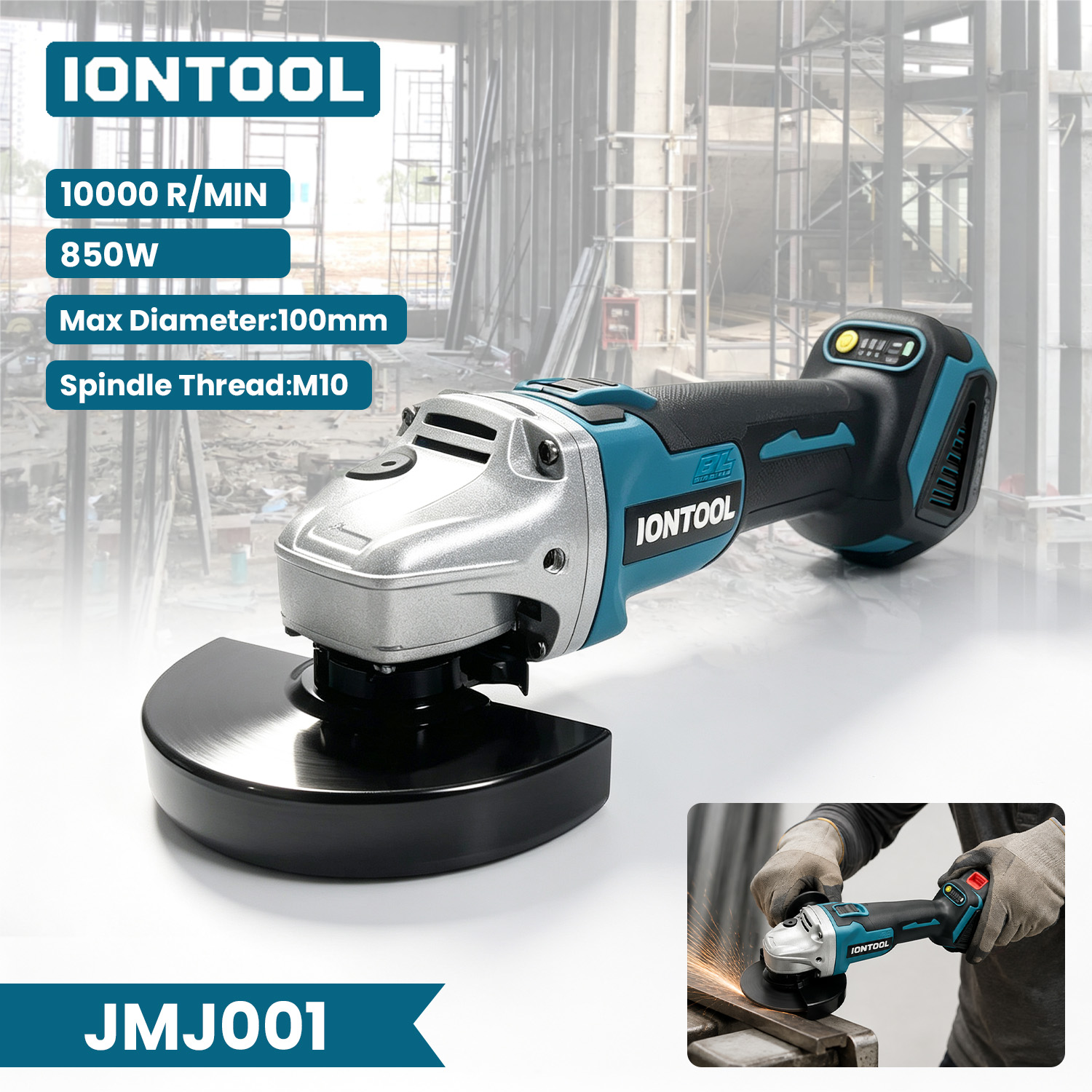 Brushless Grinder 100Mm 850W - เครื่องเจียรไร้สาย IONTOOL ทนทาน ขนาด 100 มม.