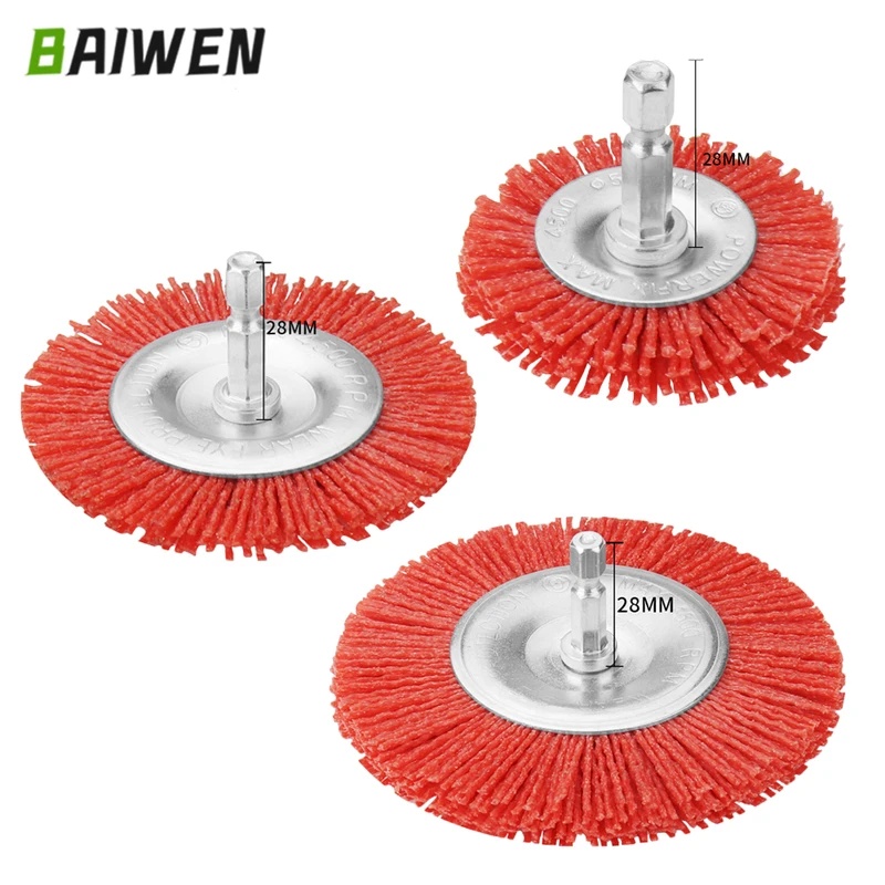 Angle Grinder Wire Brush Wheel - แปรงลวดไนลอนแบบแบนสำหรับเครื่องเจียรโรตารี่ ขัดไม้ ขัดเงา ขจัดคราบ ขนาด 50/75/100