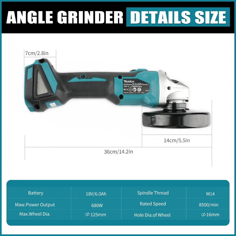 เครื่องเจียรไฟฟ้าไร้แปรงถ่าน M - Cordless Angle Grinder 125Mm Brushless บทวิจารณ์และราคา
