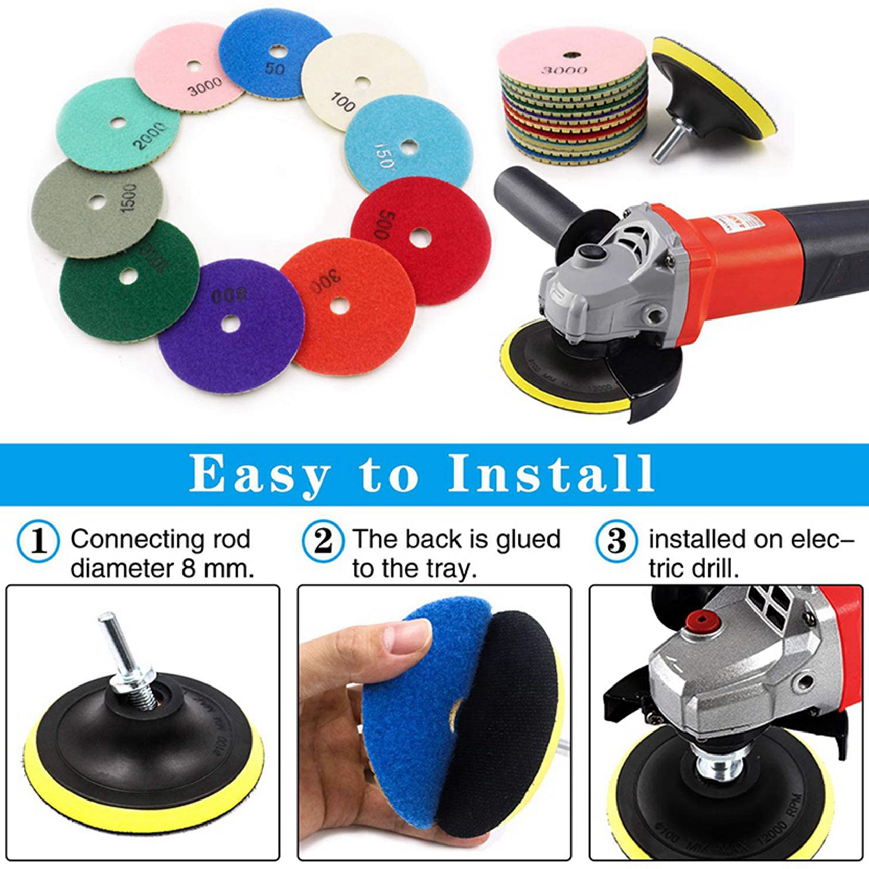AC23-24 ชิ้น ชุดแผ่นขัดเพชร 3  - Grinder Polishing Pad Kit บทวิจารณ์และราคา