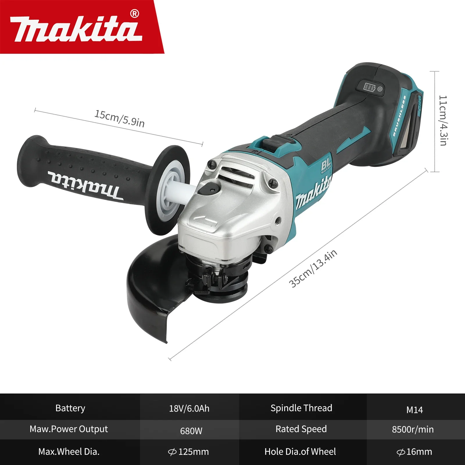 เครื่องเจียรไร้แปรงถ่าน Makita - Angle Grinder Variable Speed Corded บทวิจารณ์และราคา